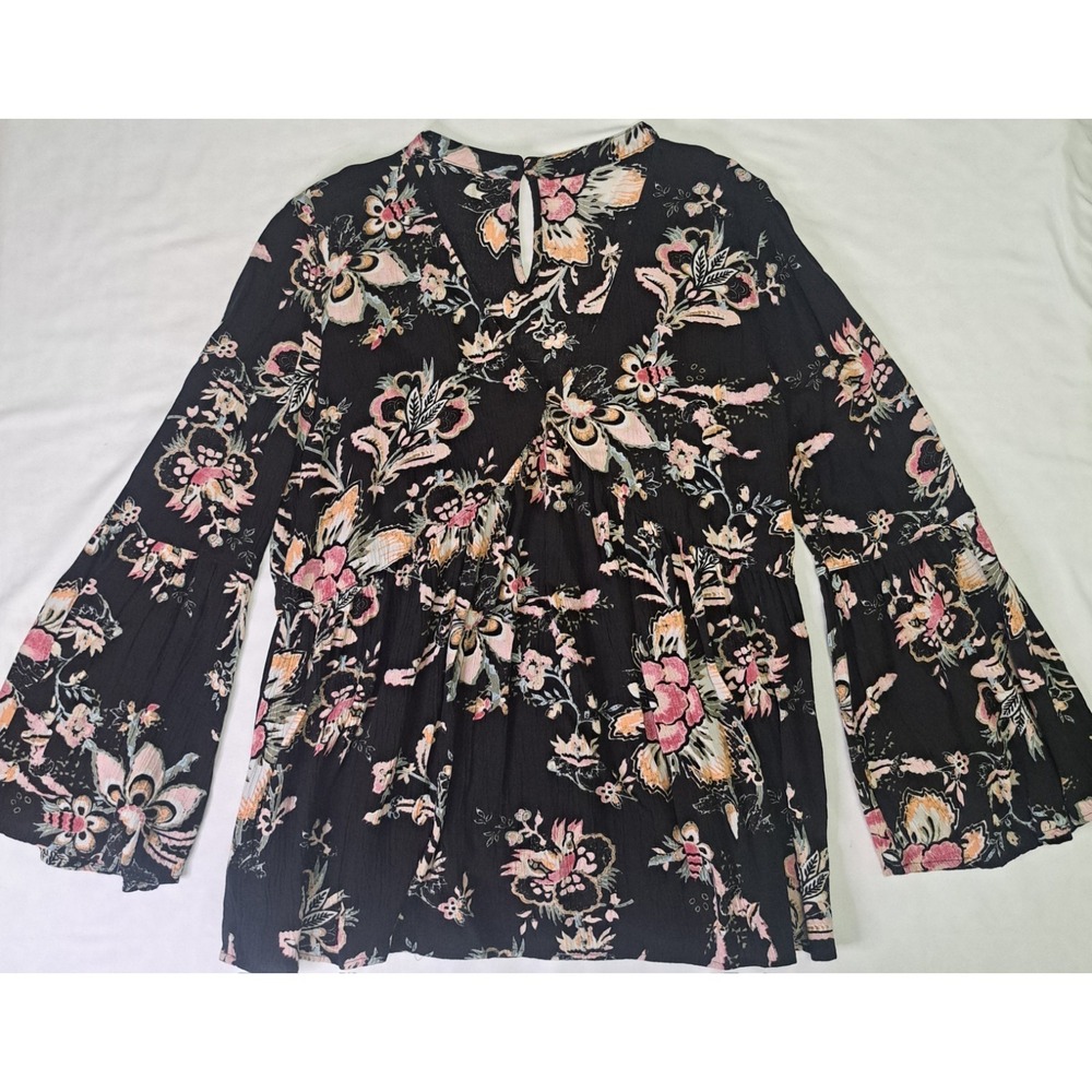 Ana L Floral Bell Sleeve Peasant Babydoll Top Cottage Coachella Whimsy y2k FLAW‎